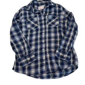 3/20$ Justice Blue and White Plaid Button Down Shirt size 10